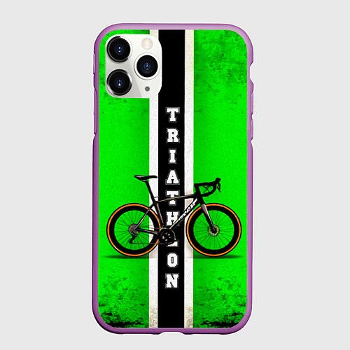 Чехол iPhone 11 Pro матовый Triathlon / 3D-Фиолетовый – фото 1