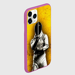 Чехол iPhone 11 Pro матовый Фехтовальщик с рапирой на желтом, цвет: 3D-фиолетовый — фото 2