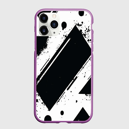 Чехол iPhone 11 Pro матовый Color black white / 3D-Фиолетовый – фото 1