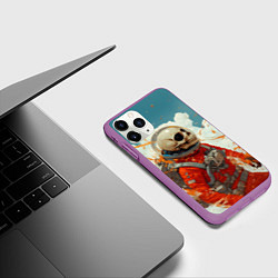 Чехол iPhone 11 Pro матовый Скелет в облаках из космоса, цвет: 3D-фиолетовый — фото 2