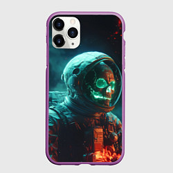 Чехол iPhone 11 Pro матовый Череп космонавта в скафандре, цвет: 3D-фиолетовый