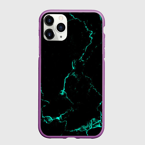 Чехол iPhone 11 Pro матовый Color black turquoise / 3D-Фиолетовый – фото 1
