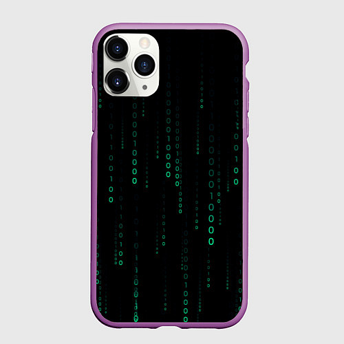 Чехол iPhone 11 Pro матовый Color black turquoise / 3D-Фиолетовый – фото 1