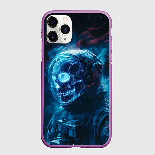 Чехол iPhone 11 Pro матовый Скелет американского космонавта / 3D-Фиолетовый – фото 1