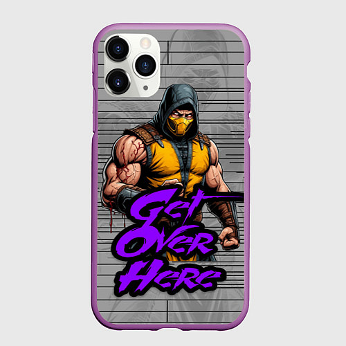 Чехол iPhone 11 Pro матовый Мортал комбат скорпион / 3D-Фиолетовый – фото 1