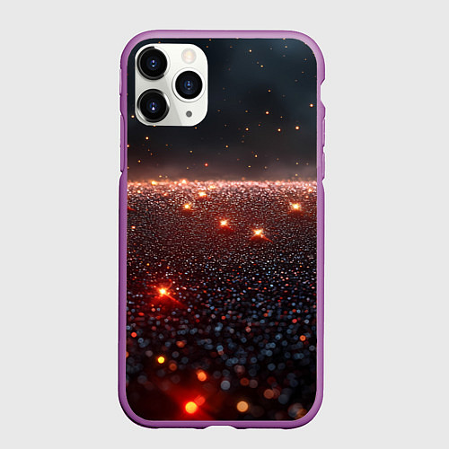 Чехол iPhone 11 Pro матовый Красные блестяшки текстура / 3D-Фиолетовый – фото 1