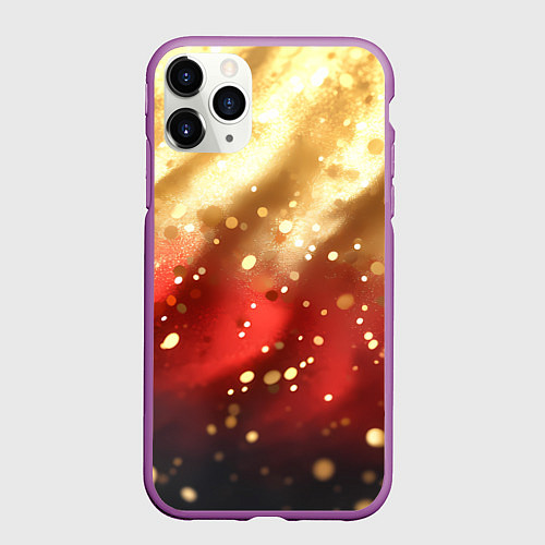 Чехол iPhone 11 Pro матовый Волнистая текстура с блестками / 3D-Фиолетовый – фото 1