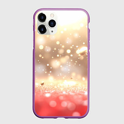 Чехол iPhone 11 Pro матовый Золотые блики текстура, цвет: 3D-фиолетовый