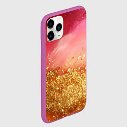 Чехол iPhone 11 Pro матовый Золотая пыльца на розовой текстуре, цвет: 3D-фиолетовый — фото 2