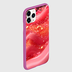 Чехол iPhone 11 Pro матовый Розовая волнистая блестящая текстура, цвет: 3D-фиолетовый — фото 2