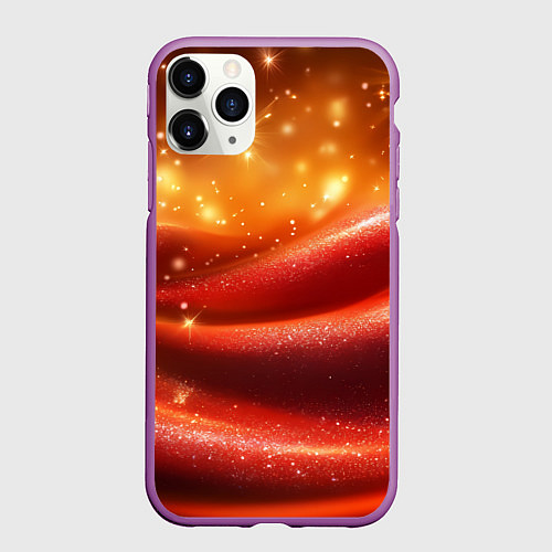Чехол iPhone 11 Pro матовый Красная волнистая текстура с блеском / 3D-Фиолетовый – фото 1