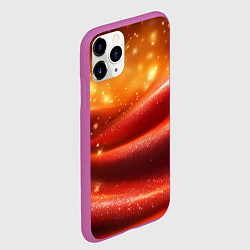 Чехол iPhone 11 Pro матовый Красная волнистая текстура с блеском, цвет: 3D-фиолетовый — фото 2