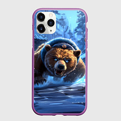Чехол iPhone 11 Pro матовый Злой русский медведь иллюстрация