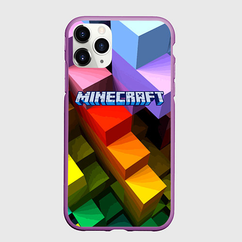 Чехол iPhone 11 Pro матовый Minecraft - pattern / 3D-Фиолетовый – фото 1