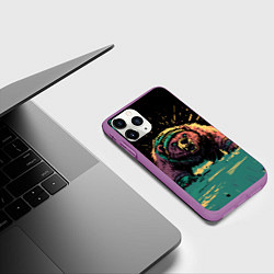 Чехол iPhone 11 Pro матовый Медведь в гневе, цвет: 3D-фиолетовый — фото 2