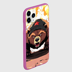 Чехол iPhone 11 Pro матовый Злой русский медведь с пилоткой на голове, цвет: 3D-фиолетовый — фото 2