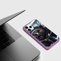 Чехол iPhone 11 Pro матовый Зима - русский медведь, цвет: 3D-фиолетовый — фото 2