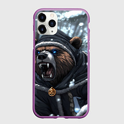 Чехол iPhone 11 Pro матовый Зима - русский медведь