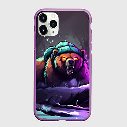 Чехол iPhone 11 Pro матовый Злой русский медведь в лесу