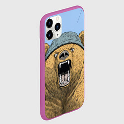 Чехол iPhone 11 Pro матовый Злой орущий медведь, цвет: 3D-фиолетовый — фото 2