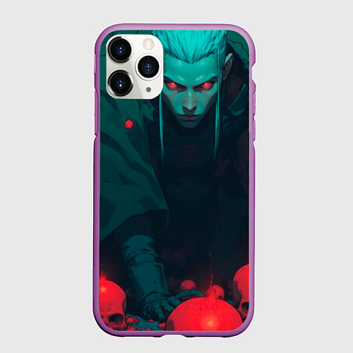 Чехол iPhone 11 Pro матовый Мастер черепов - колдун / 3D-Фиолетовый – фото 1