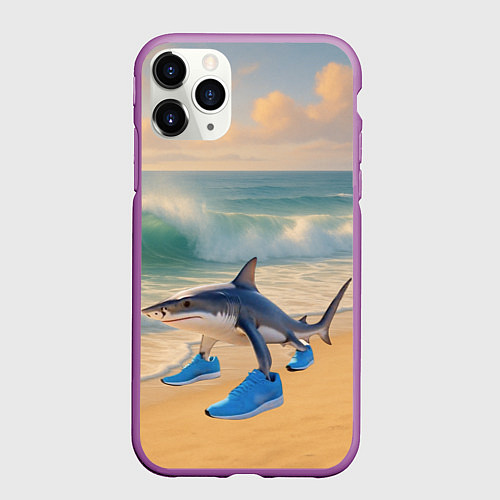 Чехол iPhone 11 Pro матовый Тралалеро тралала мем / 3D-Фиолетовый – фото 1