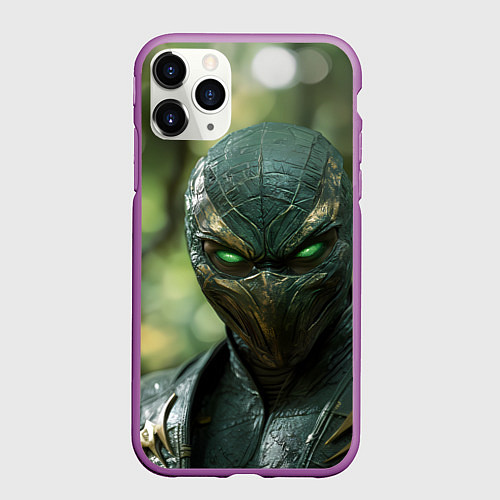 Чехол iPhone 11 Pro матовый Reptile green Mortal kombat / 3D-Фиолетовый – фото 1