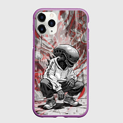 Чехол iPhone 11 Pro матовый Ксеноморф на спорте