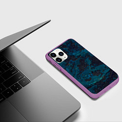 Чехол iPhone 11 Pro матовый Черно-синий бетон, цвет: 3D-фиолетовый — фото 2