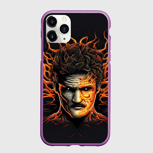 Чехол iPhone 11 Pro матовый The last of us - зараженный Джоел / 3D-Фиолетовый – фото 1