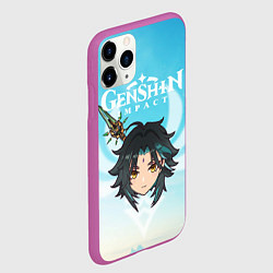 Чехол iPhone 11 Pro матовый Genshin Impact - персонаж Сяо, цвет: 3D-фиолетовый — фото 2
