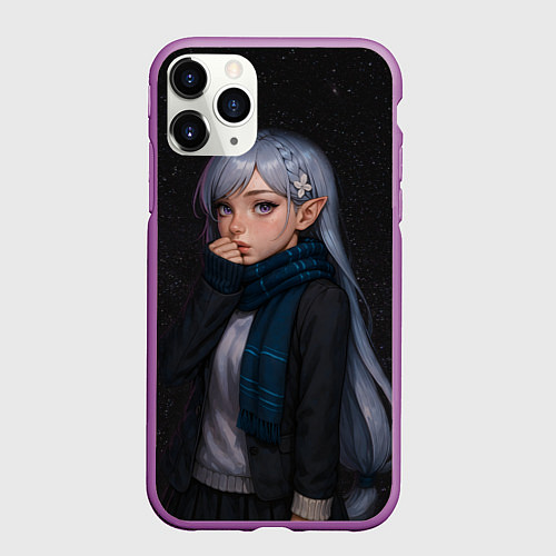Чехол iPhone 11 Pro матовый Эмилия реализм / 3D-Фиолетовый – фото 1