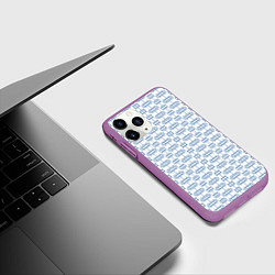 Чехол iPhone 11 Pro матовый Синий геометрический узор на белом фоне, цвет: 3D-фиолетовый — фото 2