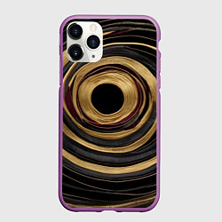 Чехол iPhone 11 Pro матовый Абстракция с черным кругом, цвет: 3D-фиолетовый