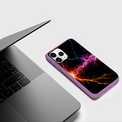 Чехол iPhone 11 Pro матовый Две неоновые вспышки, цвет: 3D-фиолетовый — фото 2