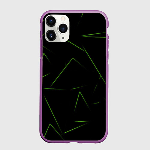 Чехол iPhone 11 Pro матовый Color green line / 3D-Фиолетовый – фото 1