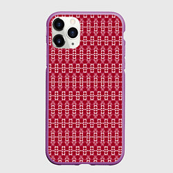 Чехол iPhone 11 Pro матовый Красно белый геометрический узор ретро
