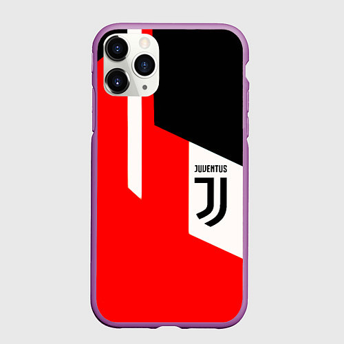 Чехол iPhone 11 Pro матовый Juventus sport geometry / 3D-Фиолетовый – фото 1