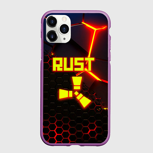 Чехол iPhone 11 Pro матовый Rust hexagon краски / 3D-Фиолетовый – фото 1