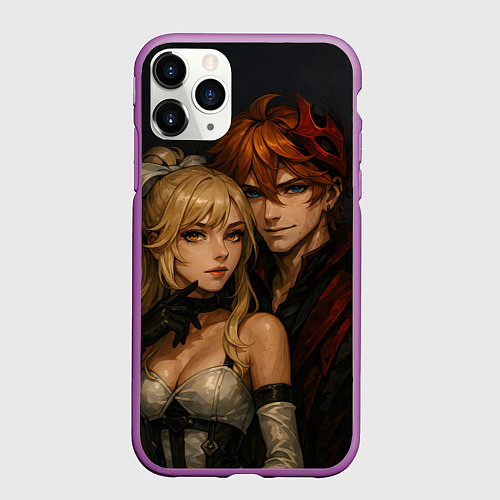 Чехол iPhone 11 Pro матовый Люмин и Тарталья реализм любовь / 3D-Фиолетовый – фото 1