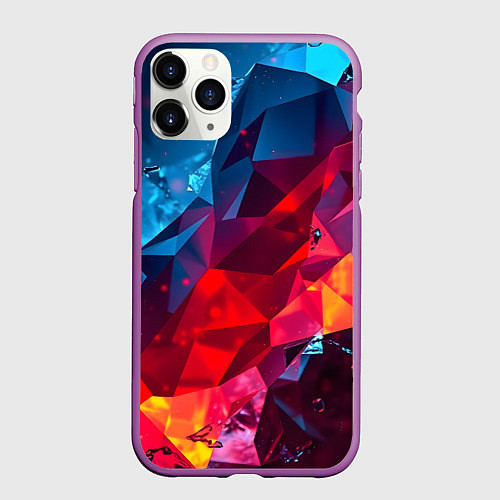 Чехол iPhone 11 Pro матовый Красные и синие минералы / 3D-Фиолетовый – фото 1