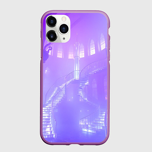 Чехол iPhone 11 Pro матовый Лавандовые прозрачные лестницы / 3D-Фиолетовый – фото 1
