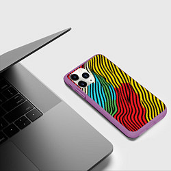 Чехол iPhone 11 Pro матовый Абстрактные цветные линии, цвет: 3D-фиолетовый — фото 2