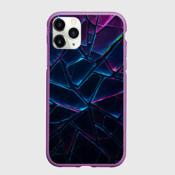 Чехол iPhone 11 Pro матовый Неоновые линии и фигуры, цвет: 3D-фиолетовый