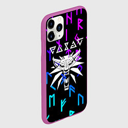Чехол iPhone 11 Pro матовый Ведьмак символы градиент, цвет: 3D-фиолетовый — фото 2