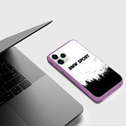 Чехол iPhone 11 Pro матовый BMW черно белый лес, цвет: 3D-фиолетовый — фото 2