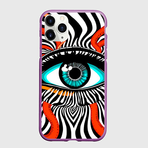 Чехол iPhone 11 Pro матовый Глаз / 3D-Фиолетовый – фото 1