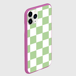 Чехол iPhone 11 Pro матовый Квадраты зелёные, цвет: 3D-фиолетовый — фото 2