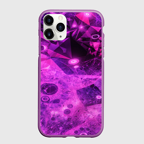 Чехол iPhone 11 Pro матовый Neon broken glass / 3D-Фиолетовый – фото 1