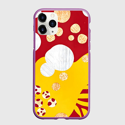 Чехол iPhone 11 Pro матовый Анималистичный паттерн / 3D-Фиолетовый – фото 1